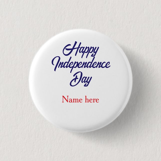 happy independence day red blue name american day button (Front)