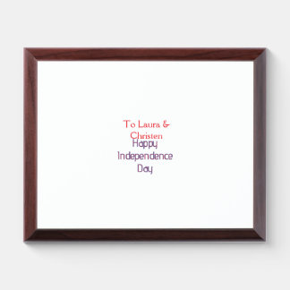 happy independence day red blue name date simple award plaque