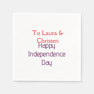 happy independence day red blue name date simple napkins