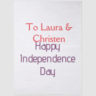 happy independence day red blue name date simple tissue paper