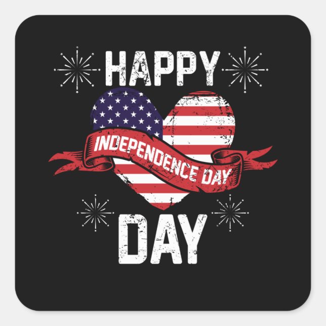 Happy Independence Day Square Sticker (Front)