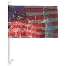 Happy Independence Day - Statue of Liberty & Flag