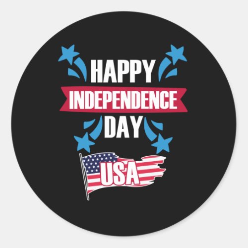 HAPPY INDEPENDENCE DAY USA CLASSIC ROUND STICKER