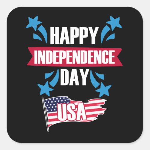 HAPPY INDEPENDENCE DAY USA SQUARE STICKER