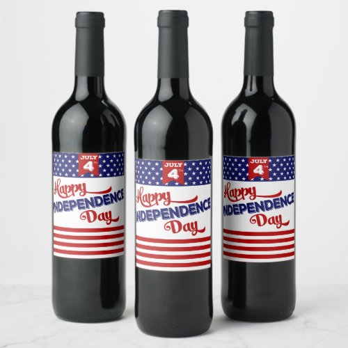 Happy Independence Day Wine Label Set