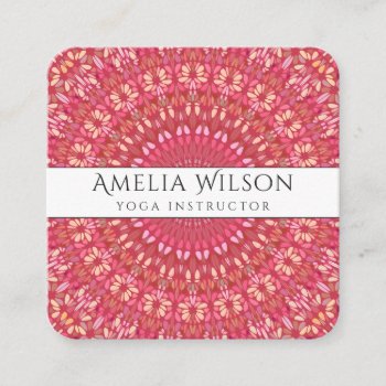 Happy Indian Summer Mandala Square Business Card by ZyddArt at Zazzle
