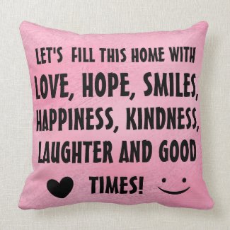 Inspirational Quote Print Cute Throw Pillow pink color