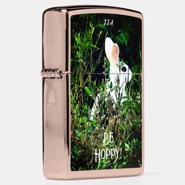 Happy inspirational w/ Initials or Name Zippo Lighter (Right)