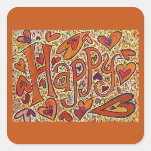 Happy Inspirational Word Art Decal Stickers 