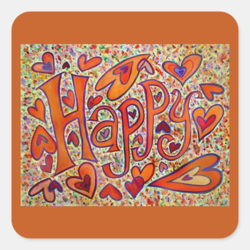 Happy Inspirational Word Art Decal Stickers 