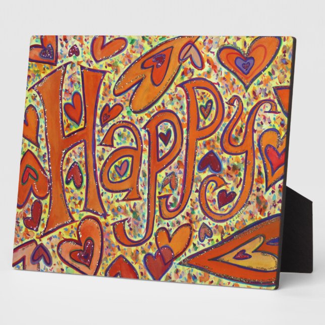 Happy Inspirational Word Painting Poem Plaque (Side)