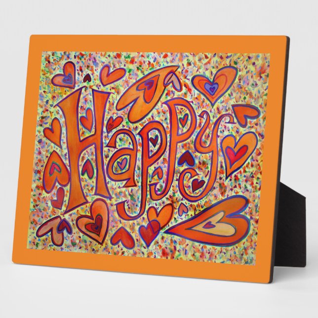 Happy Inspirational Word Painting Poem Plaque (Side)