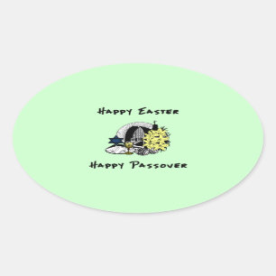Happy Interfaith Easter and Passover Oval Sticker