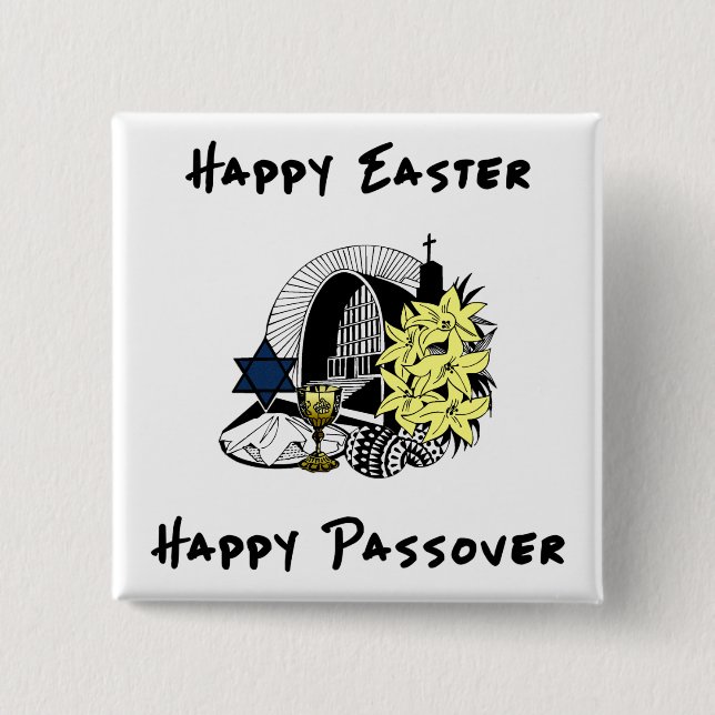 Happy Interfaith Easter and Passover Pinback Button (Front)