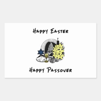 Happy Interfaith Easter And Passover Rectangular Sticker by bonfirechristmas at Zazzle