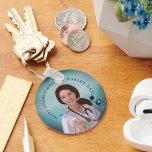 Happy International Nurses Day with a Nurse Keychain<br><div class="desc">Celebrate International Nurses Day with this beautiful blue key chain featuring a nurse in duty on a blue gradient background with blue floral. Whenever a patient feels better it is for the nurse who puts her heart, and soul into her service. Thank you for your hard work! You can choose...</div>