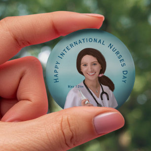 Happy International Nurses Day with Nurse Button