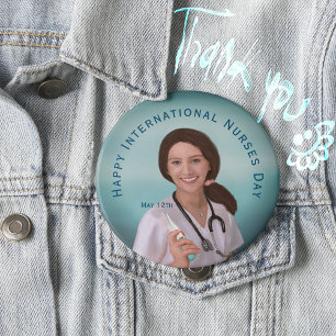 Happy International Nurses Day with Nurse Button