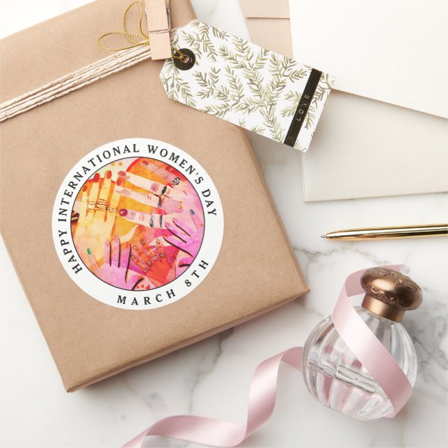 Happy International Women's Day 8th March Classic Round Sticker (Gifting)