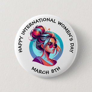 Happy International Women's Day March 8th Button