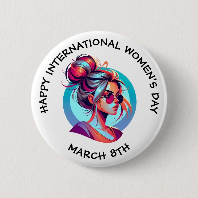 Happy International Women's Day | March 8th Button (Front)