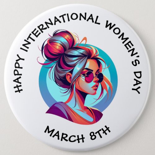 Happy International Womens Day  March 8th Button