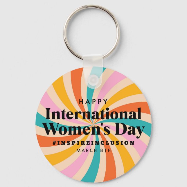 Happy International Women's Day | March 8th Button Keychain (Front)