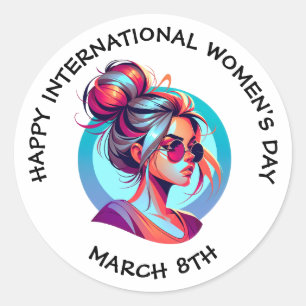 Happy International Women's Day March 8th Classic Round Sticker