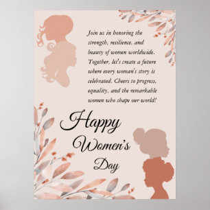 Happy International Women's Day Watercolor Foliage Poster