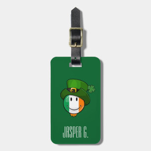 Happy irish Flag Wearing a Leprechaun Hat Luggage Tag