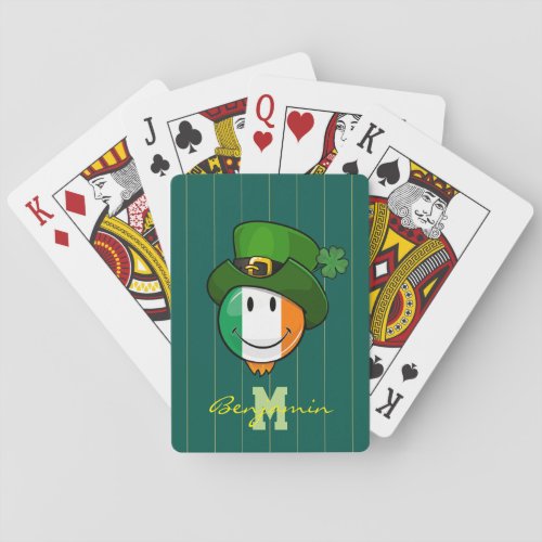 Happy irish Flag Wearing a Leprechaun Hat Playing Cards