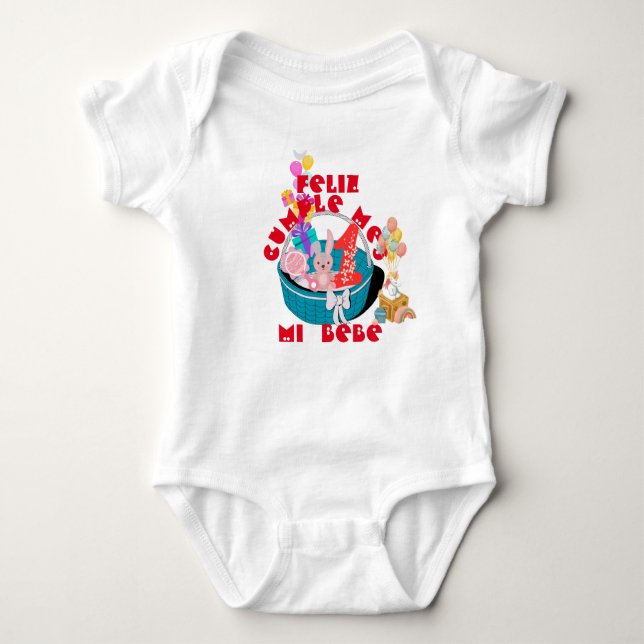 happy is month baby bodysuit (Front)