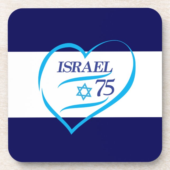 Happy Israel Independence Day Anniversary 75 Beverage Coaster (Front)