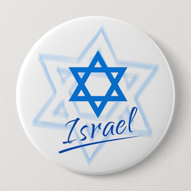 Happy Israel Independence Day Blue Star of David Button (Front)