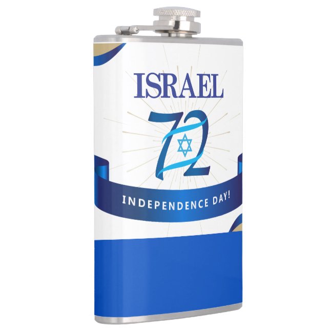 Happy Israel Independence Day Blue Star of David Flask (Right)