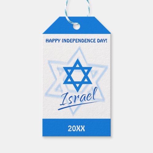 Happy Israel Independence Day Blue Star of David Gift Tags