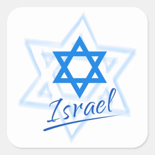 Happy Israel Independence Day Blue Star of David Square Sticker