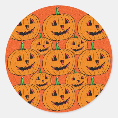 Happy Jack o Lantern Cartoon Pattern Classic Round Sticker