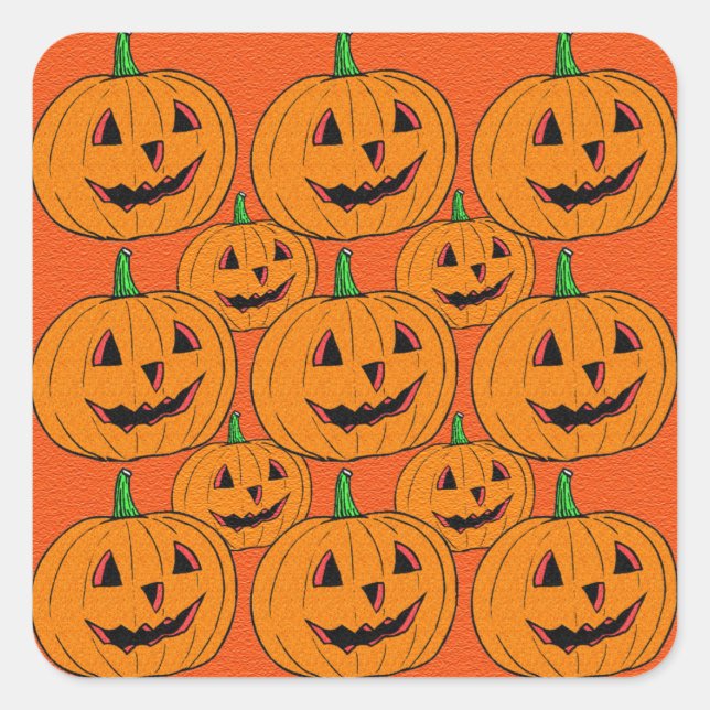 Happy Jack o Lantern Cartoon Pattern Square Sticker (Front)