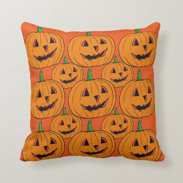 Happy Jack o Lantern Cartoon Pattern Throw Pillows