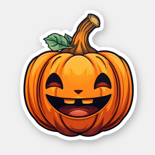 Happy Jack_O_Lantern Cute Halloween Orange Pumpkin Sticker