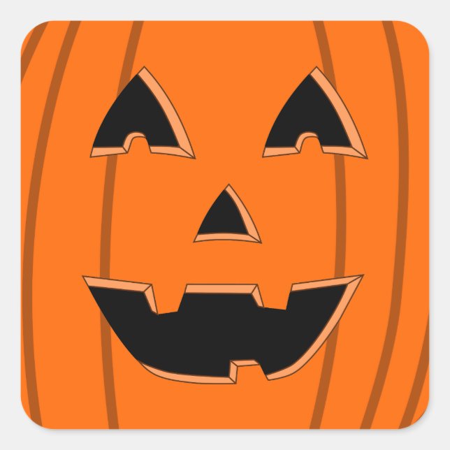 Happy Jack O Lantern Face Cartoon Square Sticker (Front)