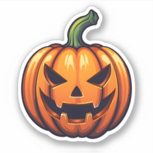 Happy Jack-O-Lantern Halloween Orange Pumpkin Sticker