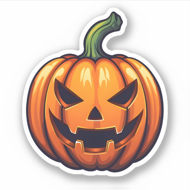 Happy Jack-O-Lantern Halloween Orange Pumpkin Sticker (Front)