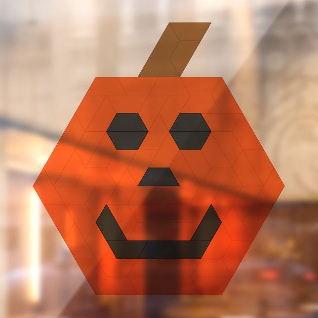 Happy Jack-o-Lantern Trapezoid Tile Window Cling (Sheet 2)