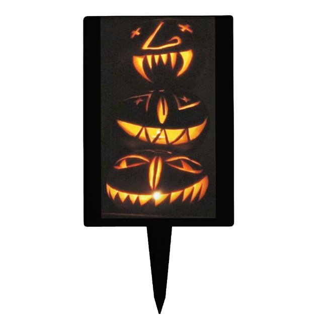 Happy Jack o'Lantern Faces Cake Topper (Front)