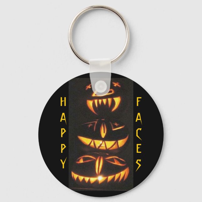 Happy Jack o'Lantern Faces Keychain (Front)