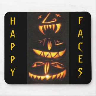 Happy Jack o'Lantern Faces Mouse Pad