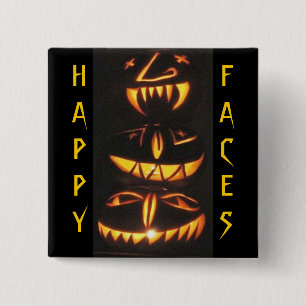 Happy Jack o'Lantern Faces Pinback Button