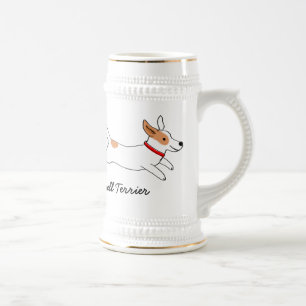 Happy Jack Russell Terrier Cartoon Dog Running Beer Stein